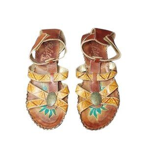 Elite By Corkys Sandals Womens 36 US 5.5 Curaçao Leather Artsy Boho